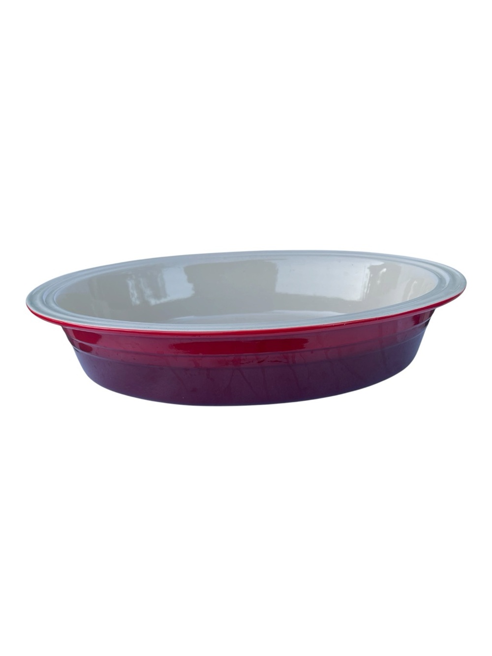 Le Creuset Stoneware Heritage Oval Casserole Baking Dish Cherry Red 16" Large